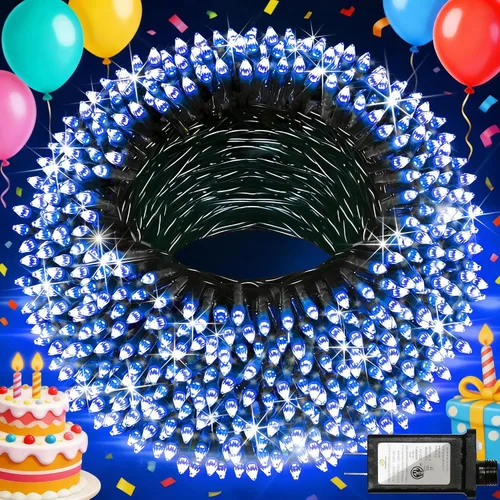 Vista 12 de Paquete de 2 Total 200 Pies 600 Luces LED de Navidad en Cadena, Luces de Árbol de Hadas Blanco Frío Conectables, 8 Modos y Temporizador Luces