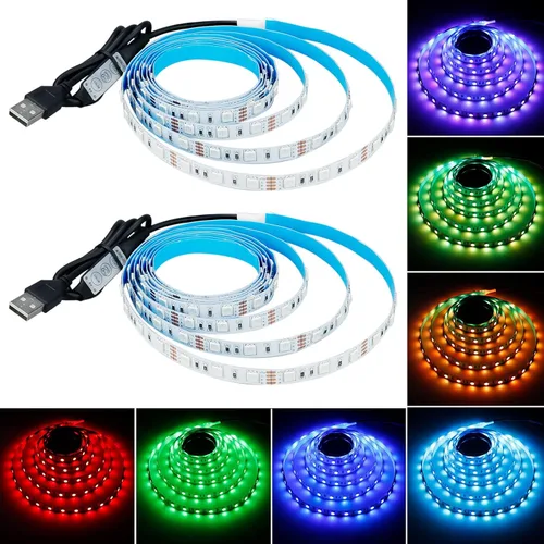 Vista 9 de Tira de luz LED roja USB 620-625nm 5V alimentada por USB, 13.12 pies/4M, 240 LED, flexible, SMD2835, de alto brillo, sin impermeabilidad, IP20