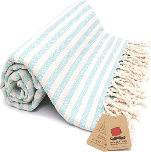 Vista 42 de Toalla de baño turca, 100% algodón, 71 x 39 pulgadas, beige arpa