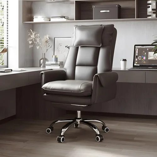 Vista 12 de Ergonomic High-Back Executive Office Chair with Footrest,Adjustable Lumbar Support & 360° Swivel,Heavy-Duty Metal Base PU Leather Desk Chair for