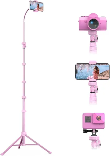 Vista 7 de UBeesize Trípode de teléfono de 62 pulgadas y palo para selfies, trípode para cámara con control remoto inalámbrico y soporte para teléfono