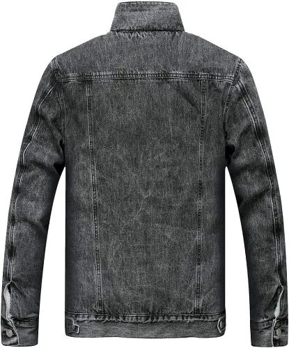 Vista 2 de LZLER - Chaqueta vaquera para hombre de forro polar con forro de algodón Sherpa