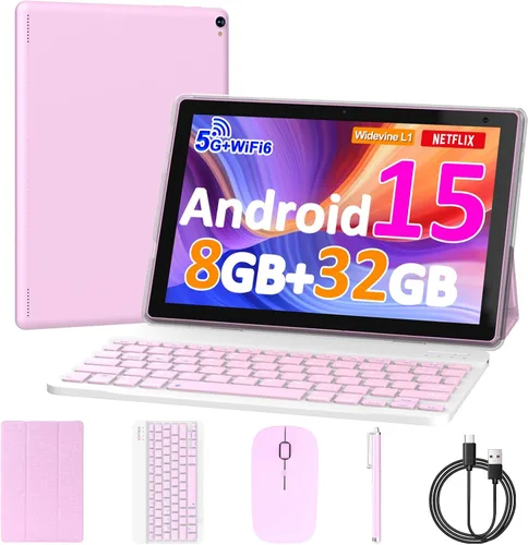 Vista 10 de Tablet Android 15 de 10 pulgadas, 8GB RAM 32GB ROM Potente CPU de cuatro núcleos, pantalla de resolución 1280* 800 Tablet PC, cámara de 8MP