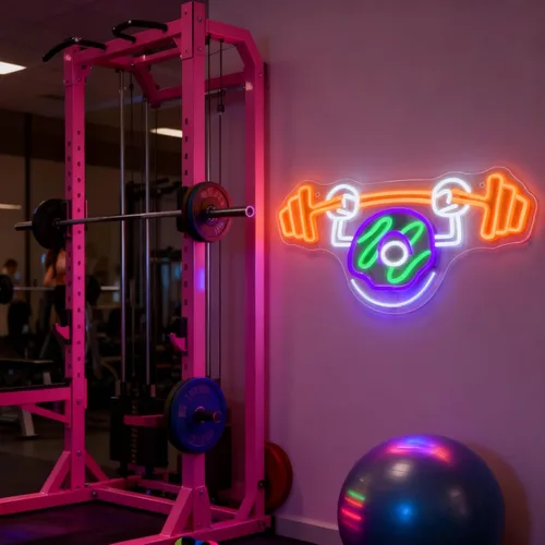 Vista 5 de Letrero de neón de levantamiento de pesas para decoración de pared, letras iluminadas, letrero LED de negocios, regalo de fiesta deportiva, letrero