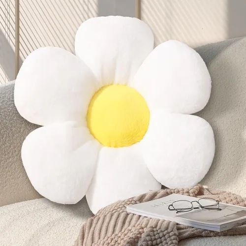 Vista 10 de Almohada de 17.7 Pulgadas en Negro con Forma de Flor – Linda Almohada Decorativa de Estilo Daisy, Almohada Blanda Floral para Asiento, Cojín