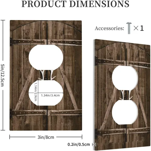 Vista 5 de Placa Decorativa de Pared de Granja Rústica con Cuerno de Madera para Puerta de Granero 1 Banda Duplex Cubiertas de Toma Eléctrica Soltera