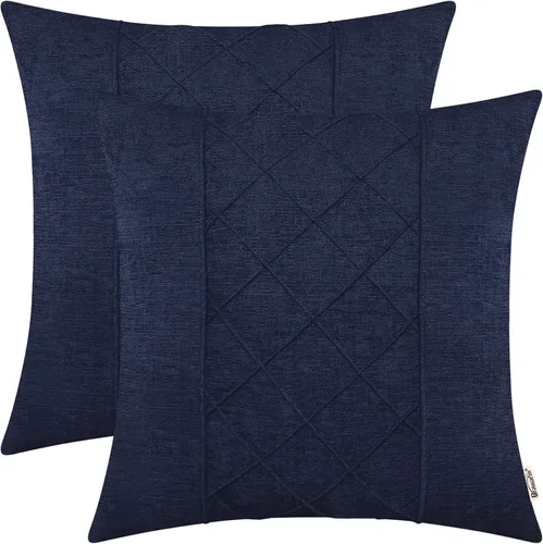 Vista 74 de BRAWARM Fundas de almohada 40x40 cm - Paquete de 2 fundas de almohada de chenilla negra, fundas de almohada de chenilla suave teñida sólida