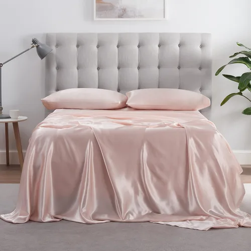 Vista 8 de Serta SatinLuxury - Juego de sábanas de satén sedoso de 4 piezas suave y ligero con bolsillos profundos, tamaño Queen, color negro