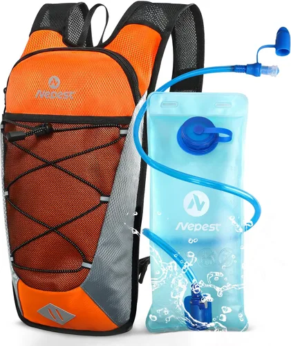 Vista 8 de Nepest Mochila de hidratación con bolsa de agua de 2 L para ciclismo, mochila de agua para senderismo, correr, mochila de hidratación ligera 2L