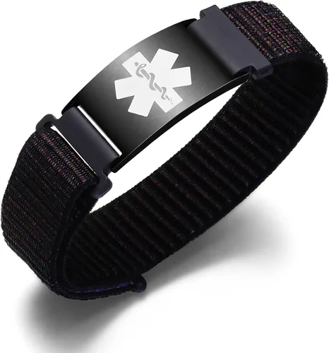 Vista 42 de Pulseras deportivas personalizadas de alerta médica para mujeres y hombres – Pulseras de identificación médica personalizadas con grabado gratuito