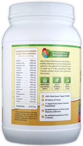 Vista 6 de Skinny Jane Skinny Blend Batido de proteínas a base de plantas de mejor sabor Polvo vegano Bajo en carbohidratos apto para dieta cetogénica