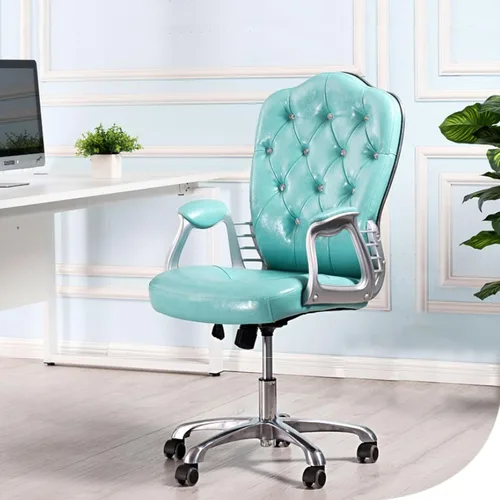 Vista 17 de QQXX Silla de oficina en casa, silla ergonómica de escritorio, silla de computadora con soporte lumbar, reposabrazos, silla ejecutiva giratoria
