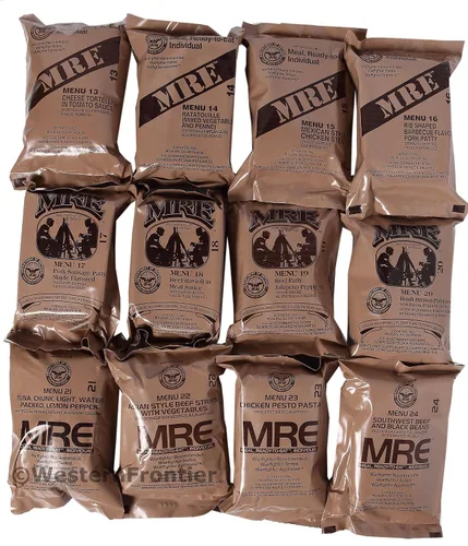 Vista 5 de MRE 2018, cajas de comida lista para comer MRE, conjunto de cajas A y B, 24 comidas con la fecha de inspección de 2018. Excedente de comida militar