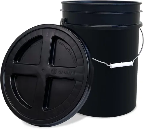 Vista 27 de ePackageSupply - Cubo de 5 galones, grado alimenticio, sin BPA, color negro y negro, 1 unidad Negro/Negro