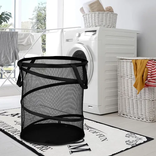 Vista 6 de BATTOO Cestas de lavandería plegables, cesta desplegable para lavandería, cesta de lavandería extra grande de 113L con bolsa portátil de malla