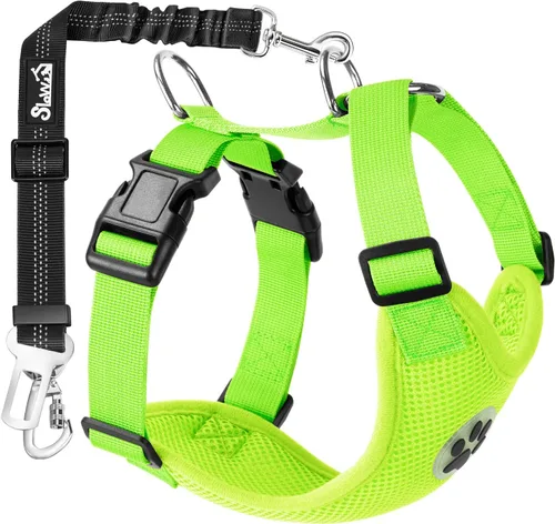 Vista 12 de SlowTon Arnés de Cinturón de Seguridad para Perro para Coche, Arnés de Coche para Perros Ajustable de Malla Transpirable y Arnés de Cinturón