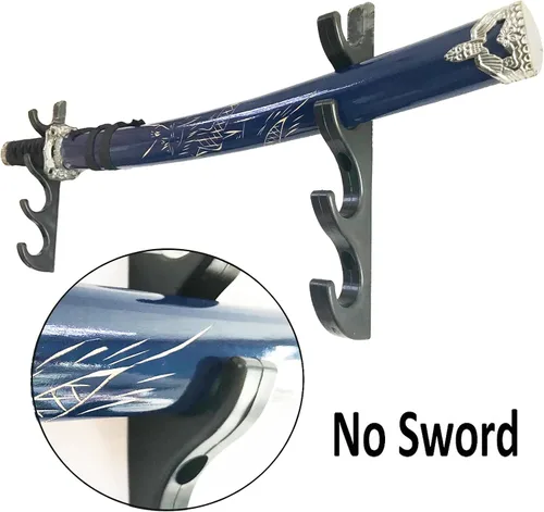 Vista 4 de Pmsanzay Soporte de espada de pared de cuatro capas – Soporte, gancho, soporte para colgar – Fácil de instalar – Sin espada – Paquete de 2