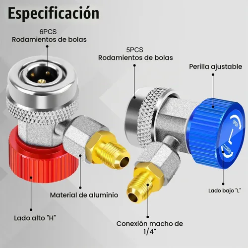 Vista 3 de Los adaptadores de acoplador rápido ajustables AC R134A funcionan como accesorios de calibre de colector de aire acondicionado automático, HVAC