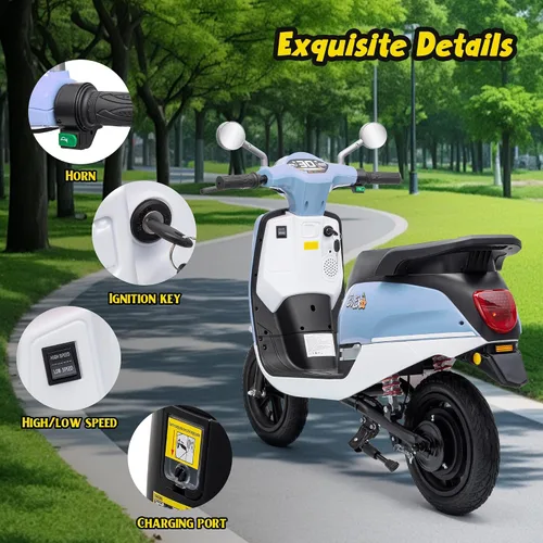 Vista 4 de Motocicleta para niños, ciclomotor eléctrico de 24 V 250 W para Azul