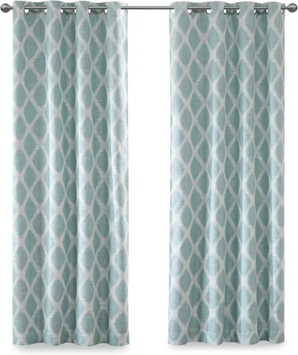 Vista 9 de Sun Smart Blakesly Cortinas opacas para ventana de patio, estampado Ikat, decoración de sala de estar, decoración de sala de estar, cortina