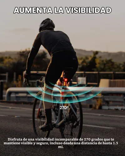 Vista 5 de MagicShine SEEMEE R300 - Luz trasera de radar para bicicleta con detección inteligente de visión trasera, gran angular de 270 ° que aumenta