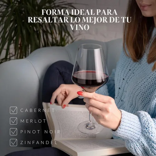 Vista 8 de KROSNO Juego de 6 copas de vino tinto de 16.6 oz, colección vanguardista
