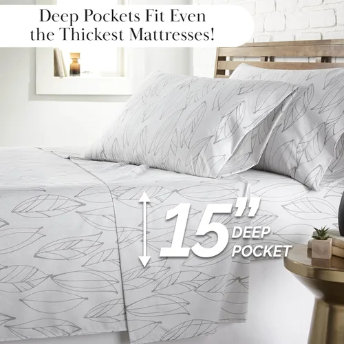 Vista 225 de Southshore Fine Living, Inc. Colección Winter Brush, juego de sábanas de 3 piezas para cama individual, sábana bajera con bolsillo profundo de 14