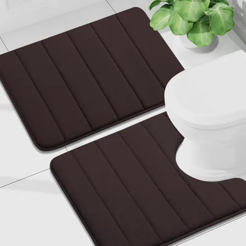 Vista 33 de Buganda Juego de 2 alfombras y tapetes de baño de espuma viscoelástica, lavables a máquina, suaves, antideslizantes, absorbentes, para baño, ducha