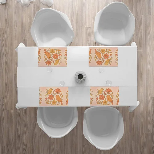 Vista 6 de Rectangular Placemats Set of 4, Heat Resistant Abstract Flowers Printed Kitchen Dining Table Mats