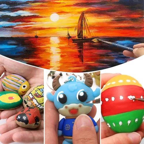 Vista 6 de Artecho Juego de pintura acrílica de 12 colores en envases grandes (500ml/17oz), pintura para manualidades artísticas para suministros de arte