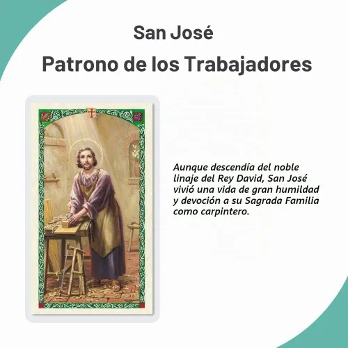 Vista 5 de Tarjeta Santa de Oración del Trabajador de San José (HC9-037E) - Laminado