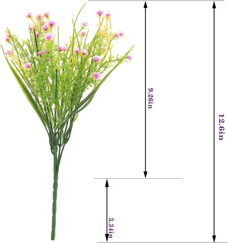 Vista 6 de JAKY-Global Flores artificiales Gypsophila Babysbreath - Ramo de plantas de agua falsas, 6 paquetes de plantas falsas, ramo de brida de boda