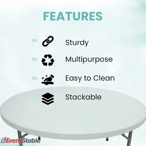 Vista 4 de EventStable TitanPRO - Mesa plegable de plástico resistente para exteriores, redonda de 60 pulgadas, 5