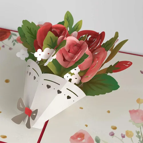 Vista 2 de Lovepop Tarjeta de feliz aniversario Tarjeta desplegable 3D de rosas románticas para esposa, marido o pareja Regalo único de boda o celebración