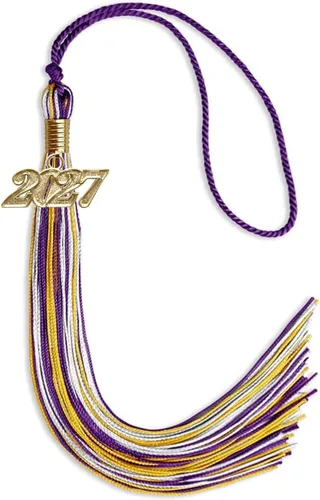 Vista 80 de Endea Graduation Borla mixta de triple color con gota de fecha dorada (negro/dorado/blanco, 2021)