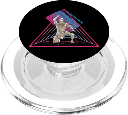 Vista 7 de Ghettoblaster God Aesthetic Geometry Synthwave Vaporwave PopSockets Adhesive PopGrip