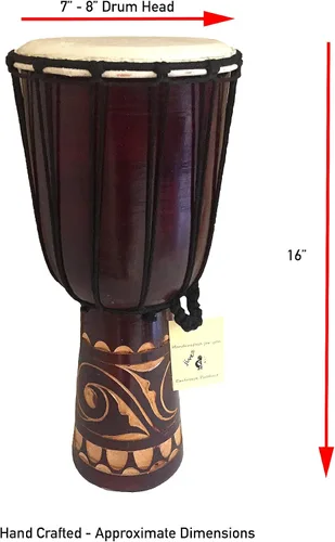 Vista 13 de JIVE Tambor Djembe – Tambor de mano africano Bongo Congo de 12 pulgadas – Instrumento de percusión de madera maciza con cabeza de piel de cabra