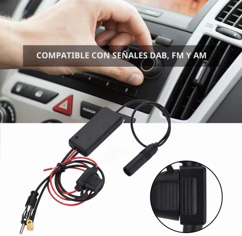 Vista 3 de Amplificador de antena de coche AM Adaptador FM Amplificador de antena de coche compatible con DAB, FM y AM