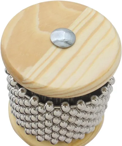 Vista 6 de Instrumento de madera de la percusión de la coctelera de la mano del estallido de Cabasa con los granos del metal