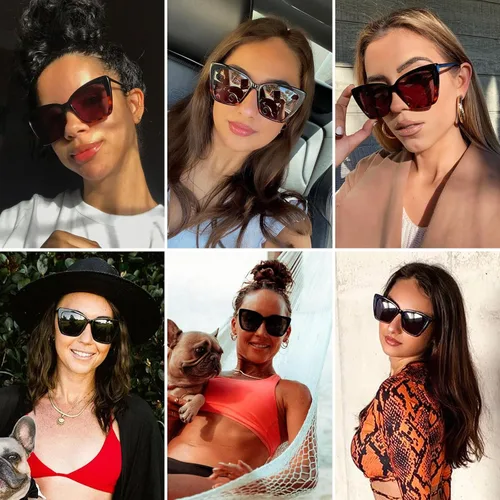 Vista 4 de mosanana Gafas de sol de ojo de gato de gran tamaño para mujer, estilo moderno MS52028