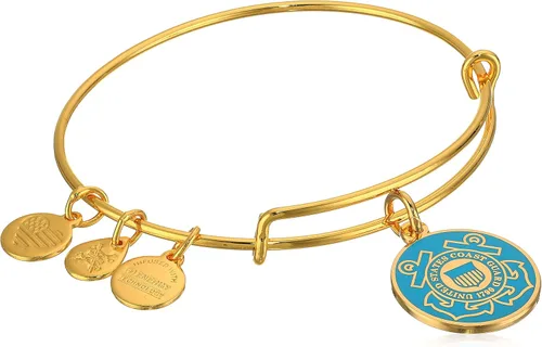 Vista 2 de Alex and Ani Brazalete de alambre extensible de la Guardia Costera de los Estados Unidos "Armed Forces