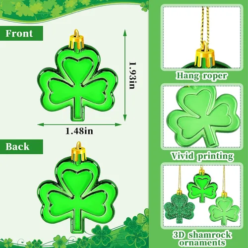 Vista 2 de JULMELON 36 Piezas Adornos de Tréboles del Día de San Patricio, Adornos de Mini Árbol, Decoración de Trébol Verde para Mesa de Comedor, Estante