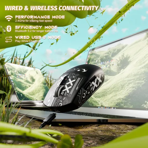 Vista 4 de ATTACK SHARK G3 - Mouse inalámbrico para juegos, Tri-Mode 2.4G/BT5.2/USB-C, sensor PAW3311, 25,000 DPI, 2.08 oz ligero, 5 botones programables, 500