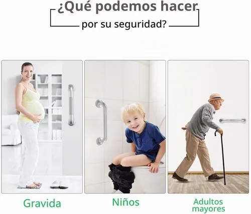 Vista 6 de Paquete de 2 barras de agarre de 12 pulgadas para bañeras y duchas, barra