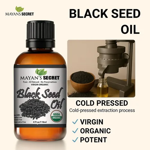 Vista 6 de Mayan's Secret - Aceite de semilla de comino negro prensado en frío de 4 onzas orgánico certificado por USDA -Nigella Sativa prensado en frío