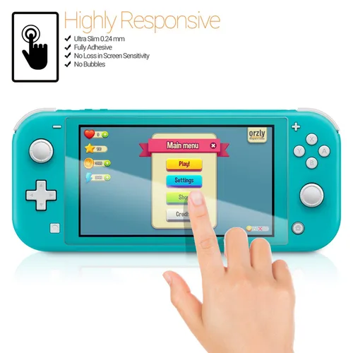 Vista 8 de Orzly Screen Protector for Nintendo Switch Lite 2019 Model [4 Pack] Tempered Glass Screen Protectors. No Bubbles Easy Installation Anti Scratch