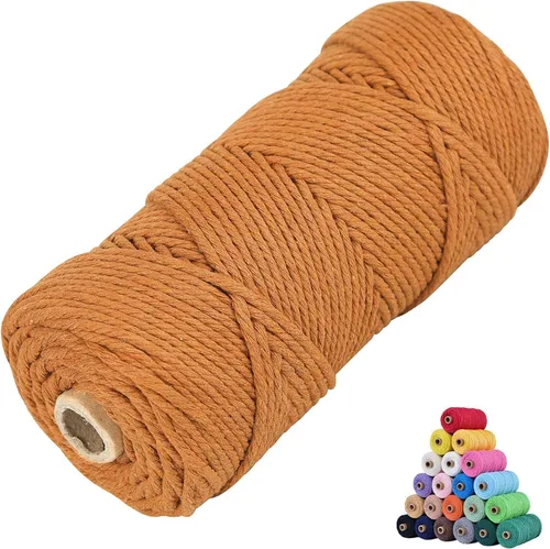 Vista 9 de Cordón de algodón para macramé 3mm x 109 yardas, cuerda de macramé natural color beige, suministros perfectos de algodón para macramé, para hacer