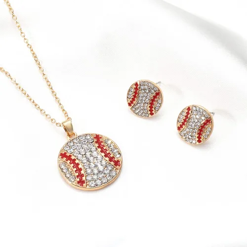 Vista 6 de Aretes de fútbol para mujeres, niñas, mamá, con dije de circonita cúbica brillante, joyería de béisbol, regalos de equipo de béisbol para niños