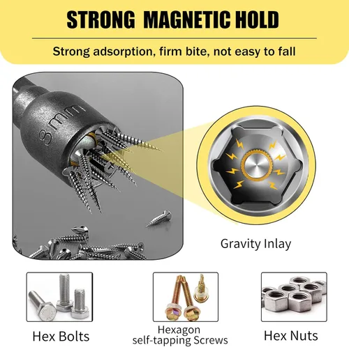 Vista 7 de Juego de brocas de impacto hexagonal de 0.315 pulgadas para herramientas eléctricas, 10