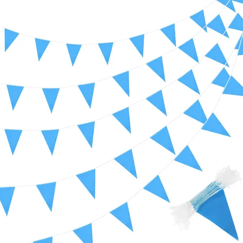 Vista 16 de Preboun Banderines de 400 pies sólidos, 240 unidades, guirnalda triangular para colgar, guirnalda a granel para gran apertura, carnaval, fiesta
